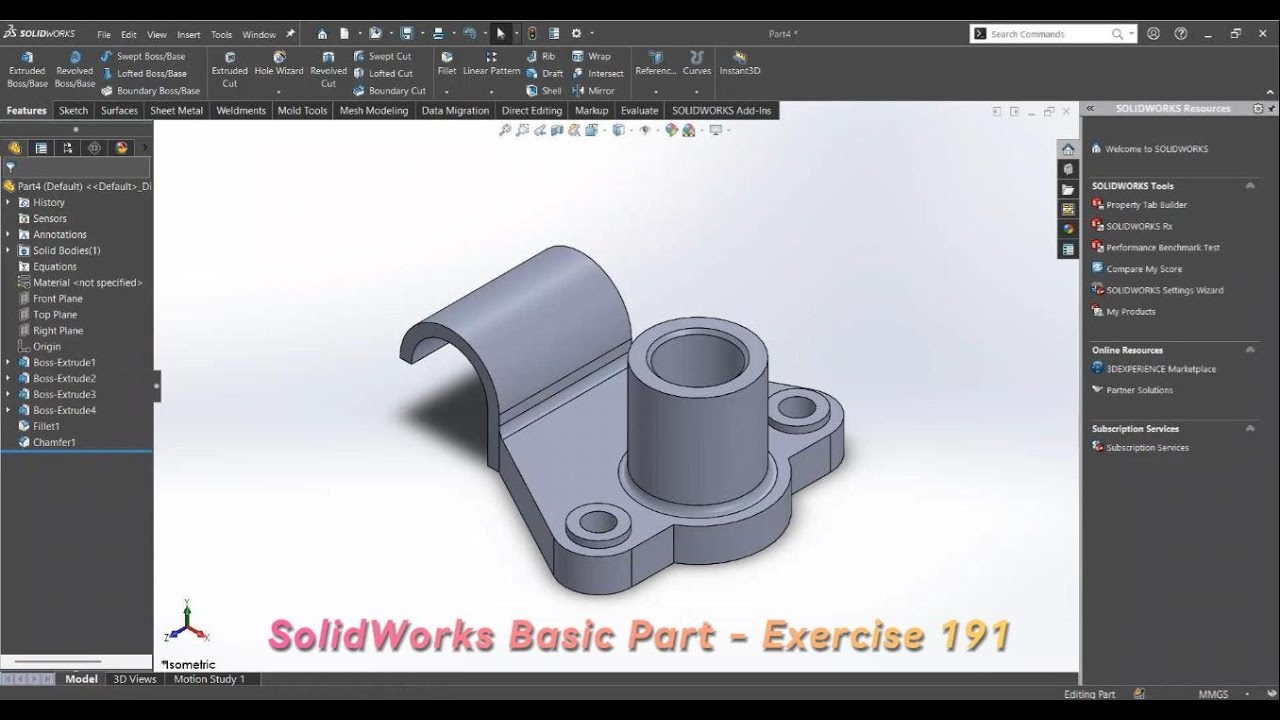 SolidWorks Basic Part - Exercise 191 - YouTube