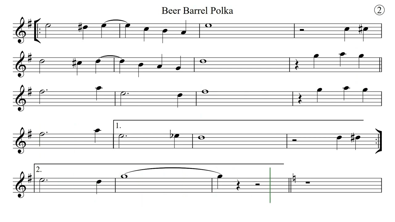 BEER BARREL POLKA (Roll Out the Barrel) for flute or violin Sheet Music