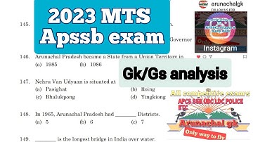 #apssb 2023 MTS paper Gk analysis #arunachalgk #generalknowledge #arunachalpradesh