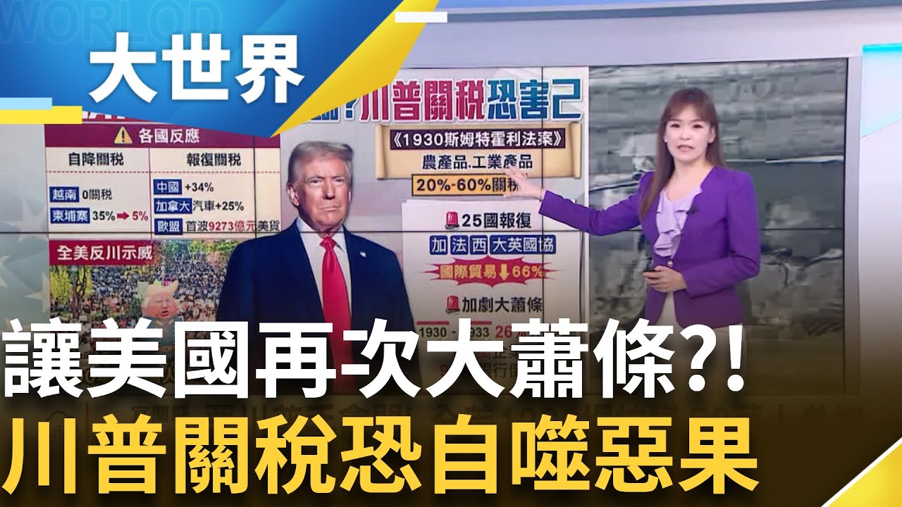 經濟大蕭條恐重演? 川普又玩關稅老招...不怕1930年前車之鑑?!│主播 苑曉琬│大世界新聞20250407│三立iNEWS