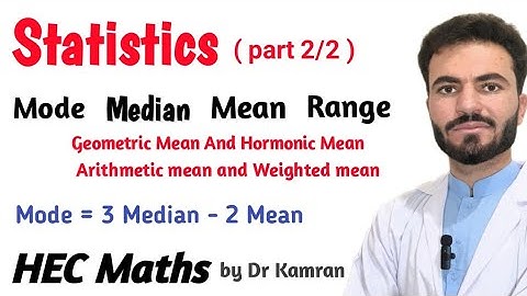 Lec 14: HEC Maths/ Statistics/ Median/Mode/ Range/ Mean and its types By Dr Kamran Khan