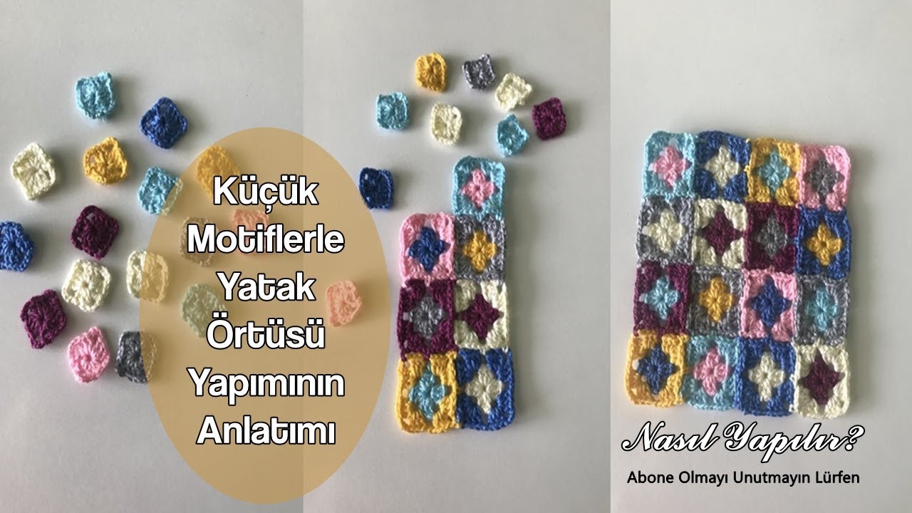 Küçük Motiflerle Yatak Örtüsü Nasıl Yapılır? ( Koltuk şalı, yatak