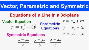 🔶09 - Vector, Parametric and Symmetric Equations of a line in a 3D-plane: Ex1 and Ex2