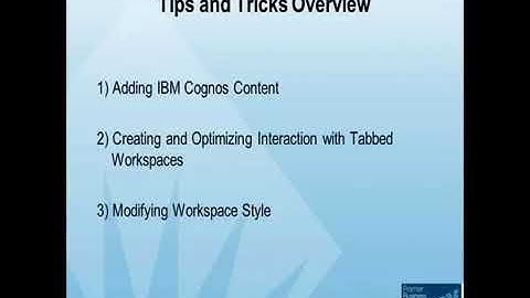 Tips & Tricks on Cognos Workspace