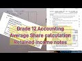 Grade 12 Accounting Term 1 | Average Share Calculation | Balance sheet Retained income note