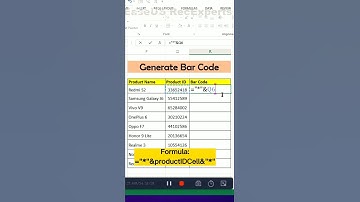 14-Generate Barcode in Excel | Excel Short Tips And Tricks | Excel Shorts formula💓 #youtubeshorts
