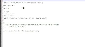 C PROGRAM SUM OF TWO INDIVIDUAL DIGITS EXAMPLE DEMO