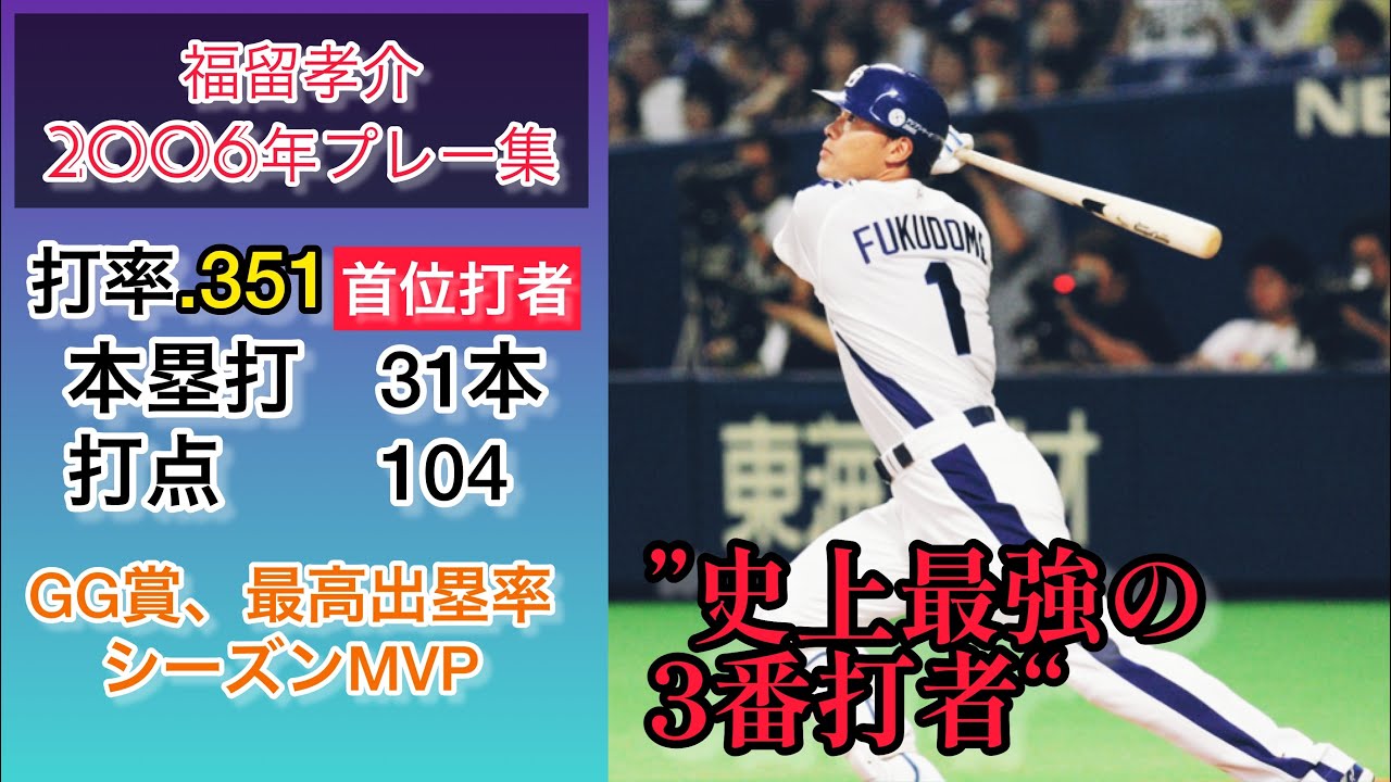 首位打者】福留孝介2006年プレー集バッティング、ファインプレー+ 