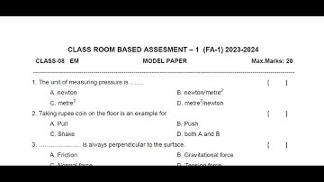 Ap 8th Class Fa-1 💯 Real Science 🥳Question Paper (2023-24) || 8th Class fa1 Science Question Paper