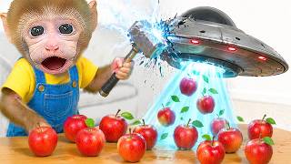 Mono BEBE destruye el UFO porque ha robado sus manzanas! | MONO BEBE ESP