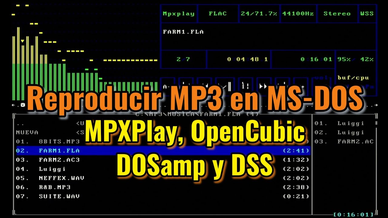 Cómo reproducir MP3 y WAV en MS-DOS 6.22 con MPXPlay, OpenCubic, DSS y DOSamp.