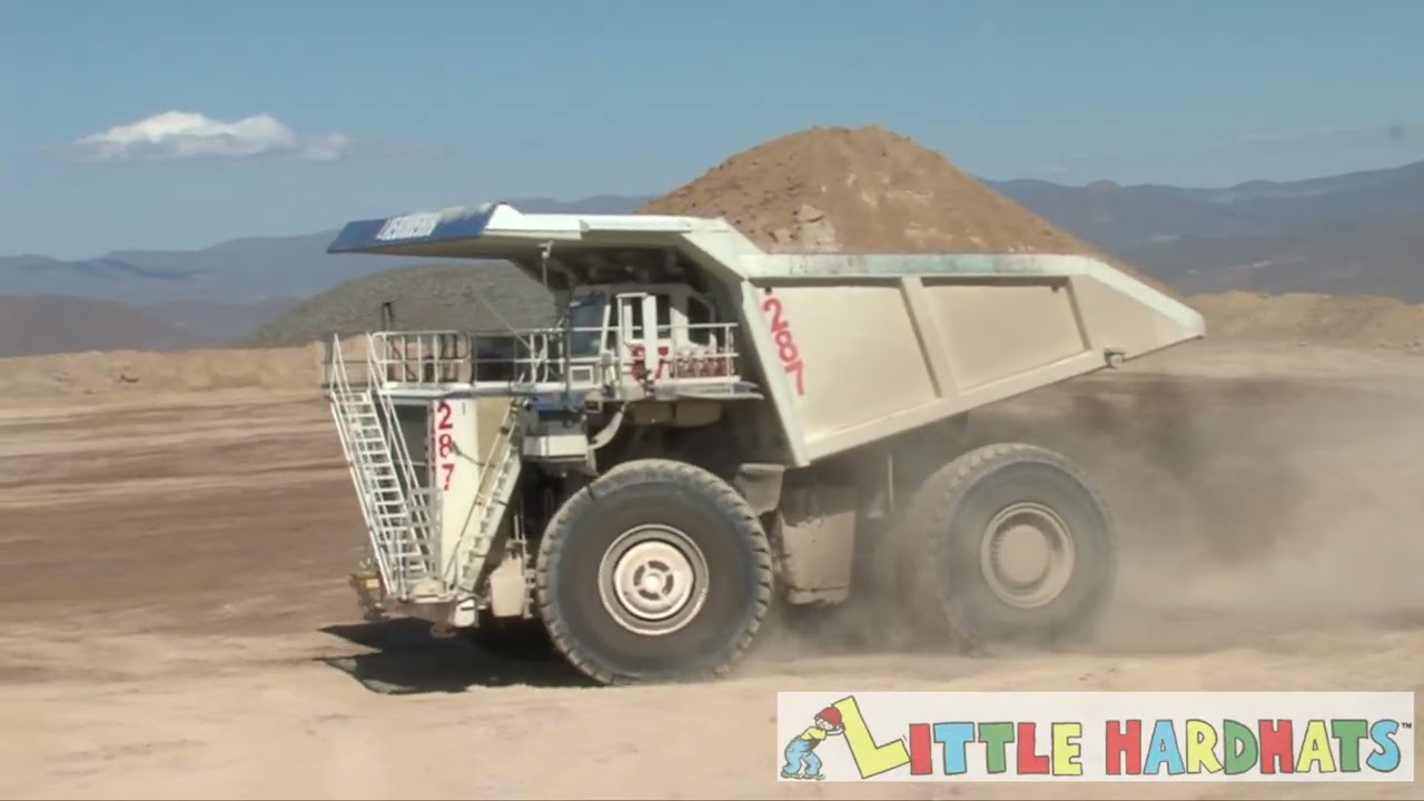Huge off-road mining haul trucks.