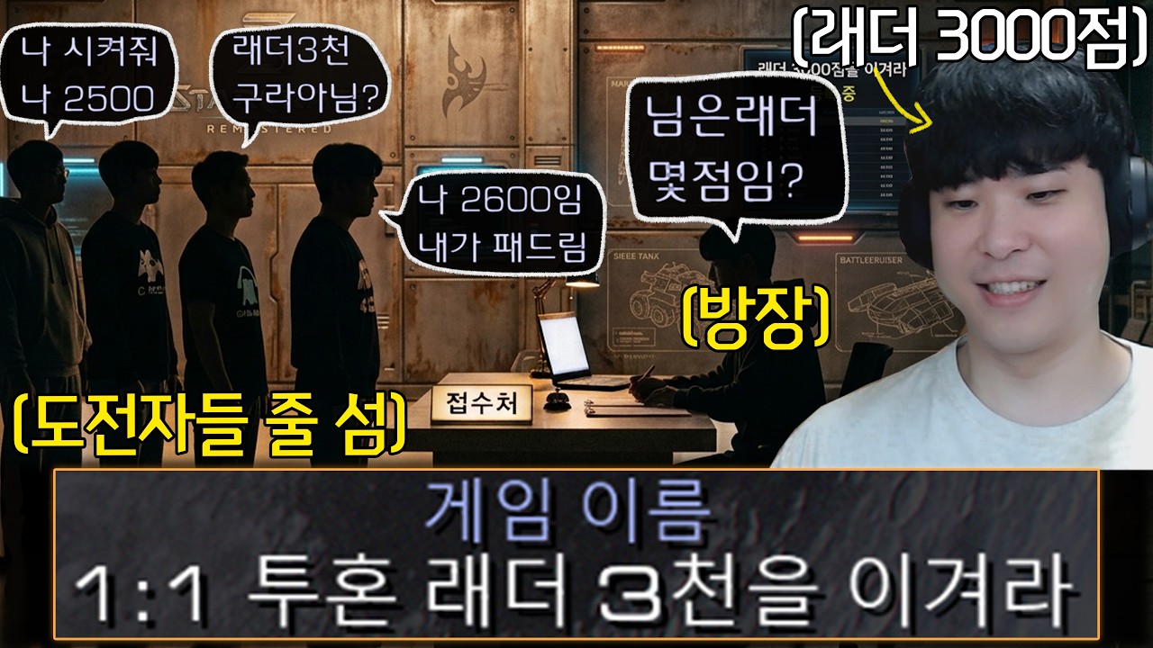 알파고가 래더 3000점이라는 말을 듣고 방제까지 바꾸며 이겨줄 사람들을 모집하는 방장... 수많은 초고수들이 줄을 서며 지원하기 시작하는데!?