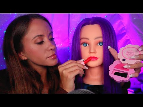 ASMR / Wooden Makeover On A Mannequin (makeup & hairplay)