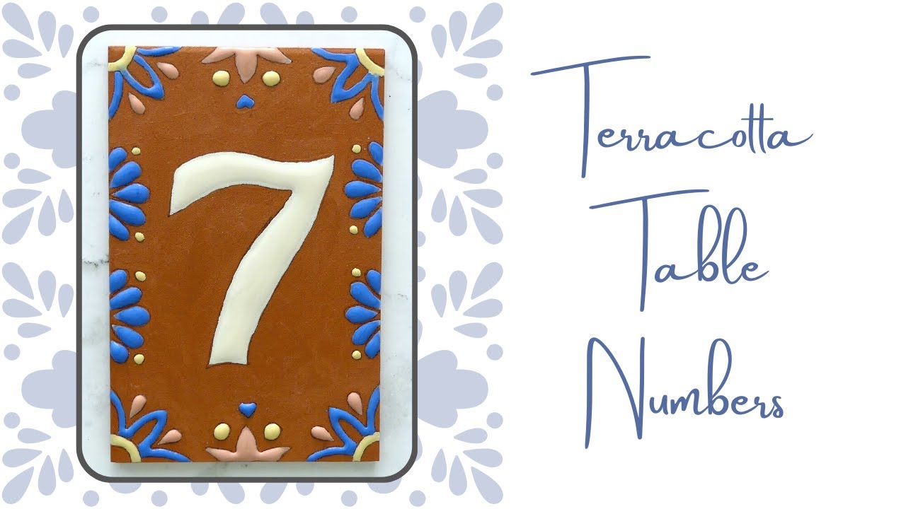 Terracotta Wedding Table Number (Talavera Design) Painting Ceramics