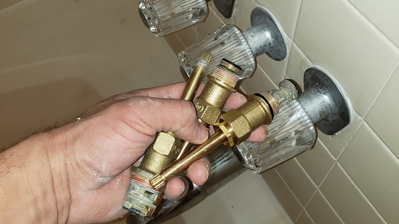 How To Repair Replace 3 Handle Shower Valve Youtube