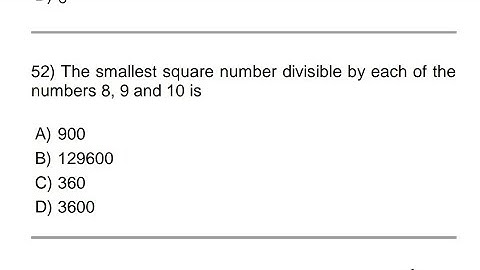 The smallest square number divisible by each of the 
numbers 8, 9 and 10 is