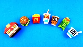 2015 McDONALD'S MCCAFE FOOD ICONS X NANOBLOCK COMPLETE SET OF 7 HAPPY MEAL KIDS TOYS REVIEW