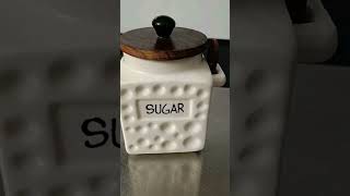 premium quality ceramic jar with wooden airtight lid #food #ceramic #kitchenbowl #foodware