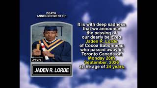 Information Jaden R  Lorde ~ Short Obituary Update