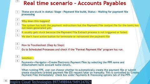 Oracle ERP Fusion Financials Trainings - Payment status showing as waiting for file processing