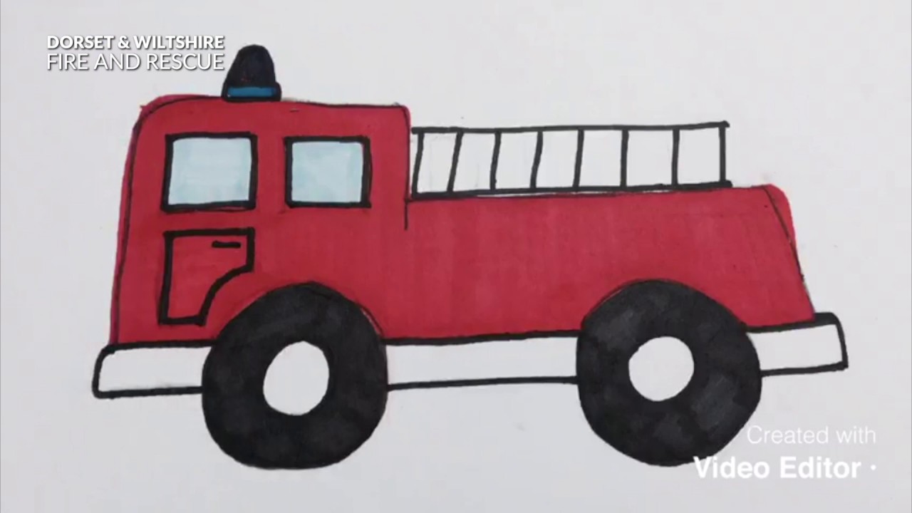 How to draw a FIRE TRUCK  Drawing and Coloring Pages for Kids  YouTube