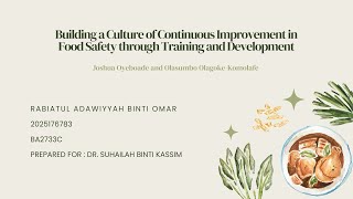 Building a Culture of Continuous Improvement in Food Safety through Training and Development