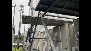 アトム電器 能生店 再度エアコンの追加工事・足場の組み立てからエアコン取り付け