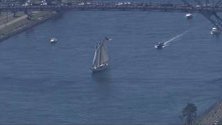 Ships traverse the Cape Cod canal en route to Sail Boston