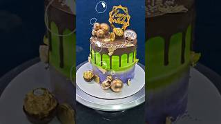 Luxury Ferrero Rocher Chocolate Drip Cake 💚✨ | Premium Birthday Cake Design#chefpagamm #shorts
