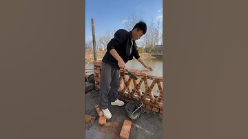 the process of making a fence using bricks #construction #fence #popular #viralshorts #shorts