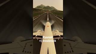Přistání letadla Ryanair na letiště Innsbruck (INN)