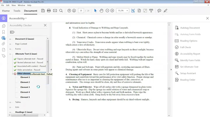 How to make a correction during a PDF accessibility check when it says, Other elements alternate tex