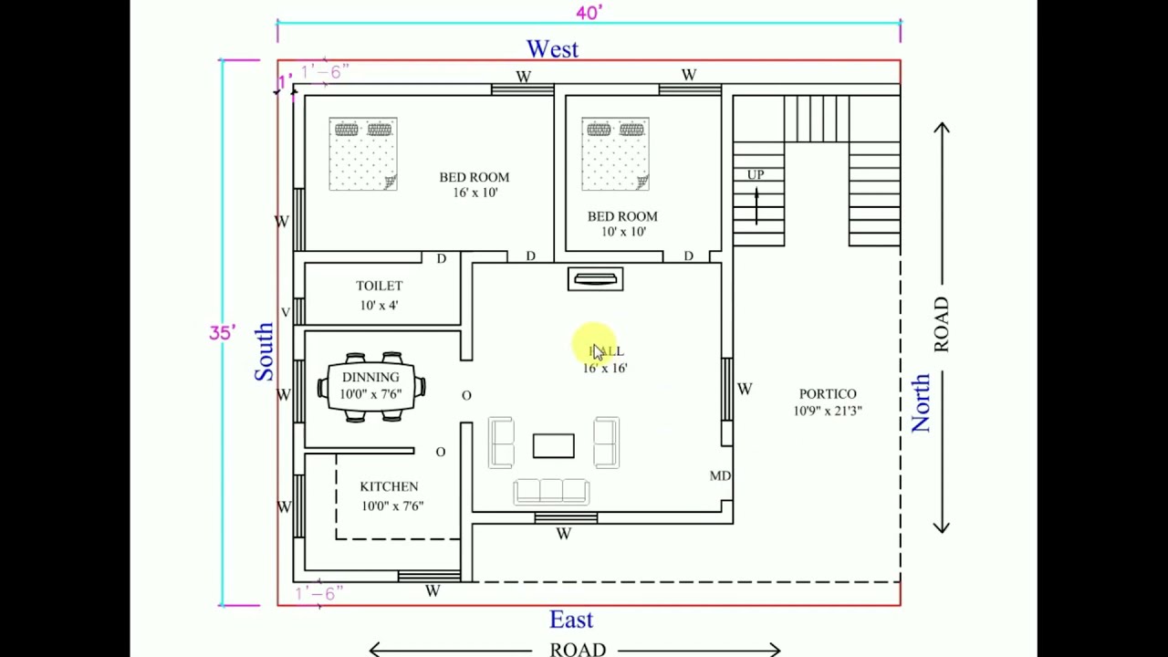 35x40 feet north face house plan 2bhk 2022 YouTube
