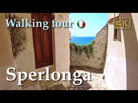 Sperlonga (Lazio), Italy【Walking Tour】2021 History in Subtitles - 4K