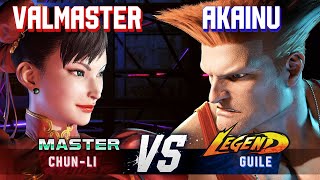 SF6 ▰ VALMASTER (Chun-Li) vs AKAINU (Guile) ▰ High Level Gameplay