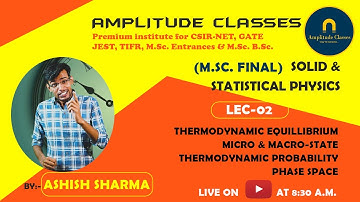 02 Thermodynamic Equilibrium, Micro & Macro state, Phase space by Ashish Sharma for M.Sc. final