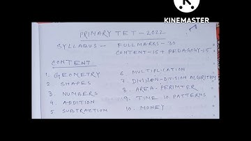 Primary Tet -2022 Tet syllabus (Math and EVS)