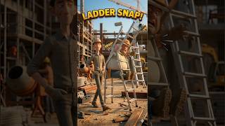 Ladder Snap Gone Wrong! 😱 Funniest Construction Fail Ever 😂 #Shorts