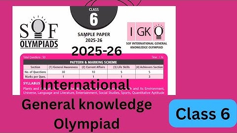 #Favfive | SOF International general knowledge Olympiad Class 6 sample paper| IGKO 2025-26 | #igko
