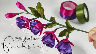 DIY Ribbon flower fuchsia / easy tutorial ribbon flower