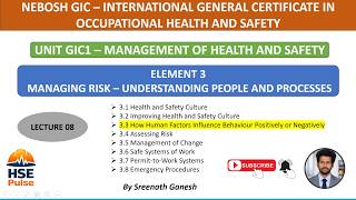 NEBOSH GIC1 | Lecture 8 | 3.3 How Human Factors Influence Behavior | Simply Explained
