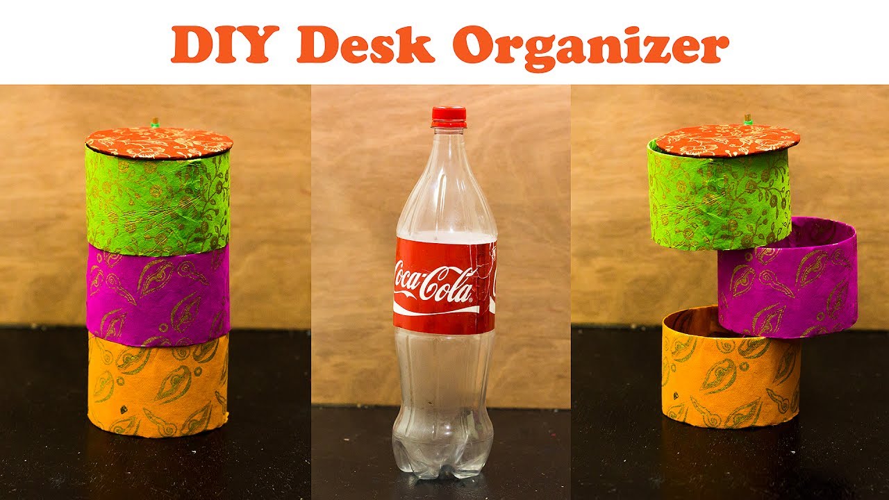 Diy Rotating Desk Organizer From Waste Bottle Youtube
