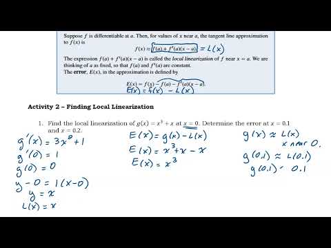 Linear Approximation and Local Linearization, Estimate the Value of a Function with the Tangent Line