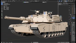Battle Tank 3D modeling process (M1 Abrams). Blender timelapse screenshot 5