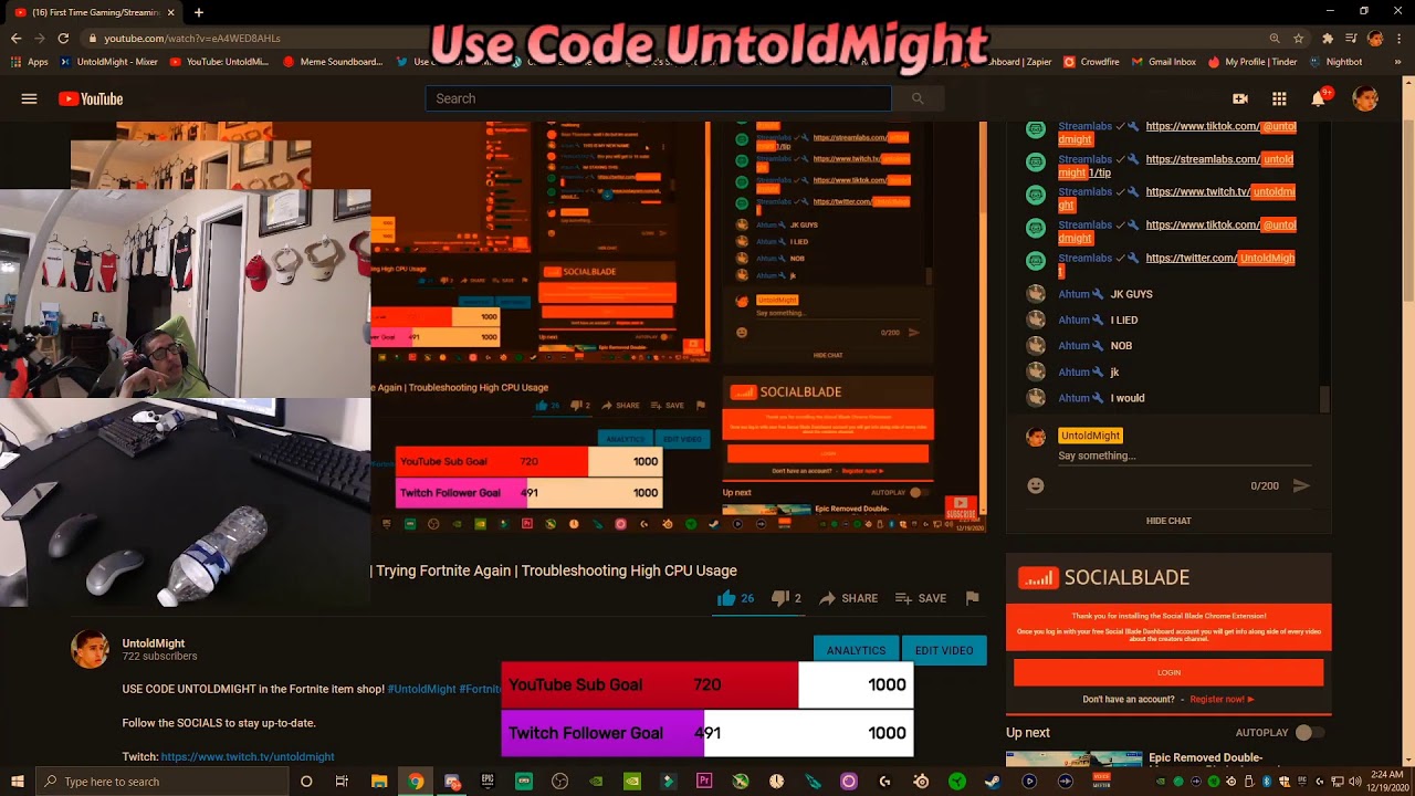 First Time Gaming Streaming In Over A Month Trying Fortnite Again Troubleshooting High Cpu Usage Youtube