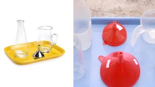 Montessori at home-practical life pouring through a funnel lesson #montessori