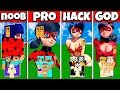 Minecraft Battle: FAMILY LADYBUG HOUSE BUILD CHALLENGE - NOOB vs PRO vs HACKER vs GOD Animation