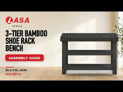 3-Tier Bamboo Shoe Rack Bench, Black, 70.1 x 28.7 x 45.3cm – Assembly