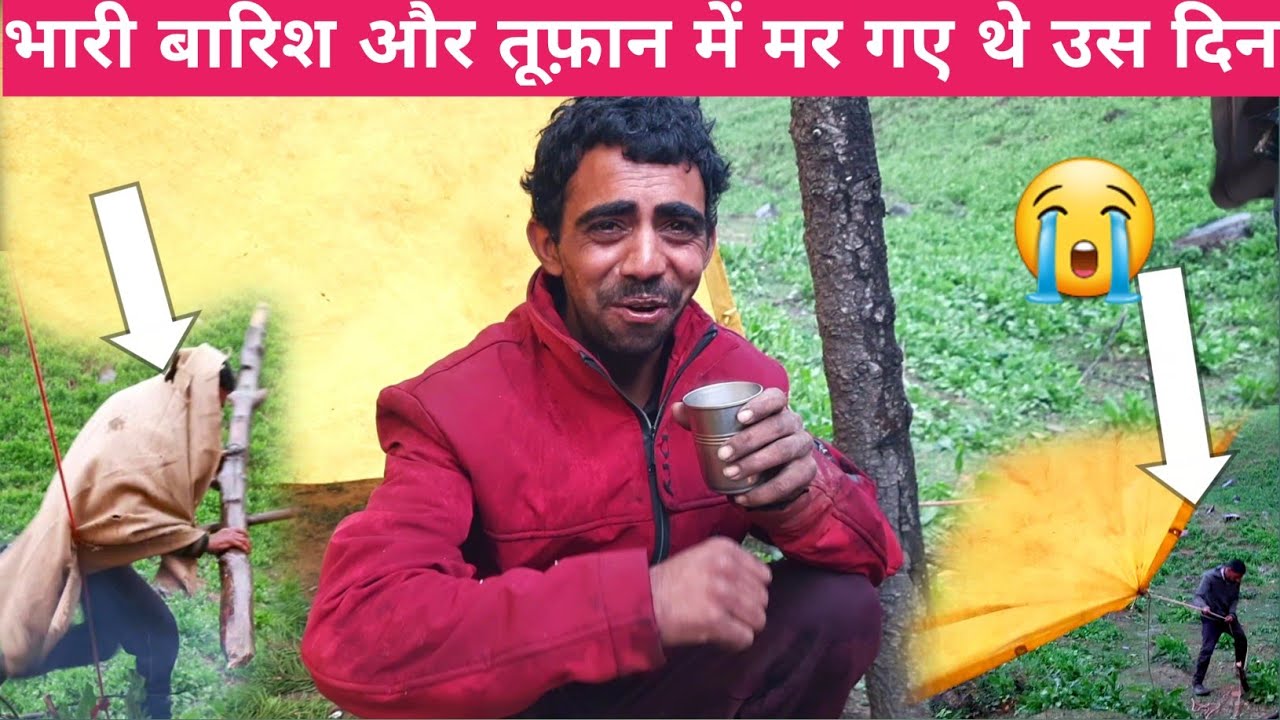 Forest Camping in Heavy Rain or Storm. Nomadic Shepherd's Stuck in Heavy Rainfall and Storm. himacha